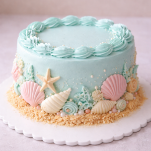 Strandtaart – Zeethema met koekjesbodem