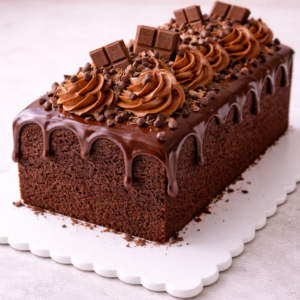 Chocolade cake met stukken chocolade