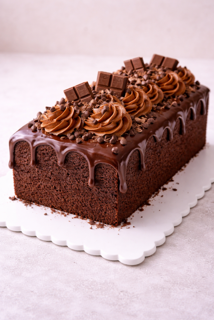 Chocolade cake met stukken chocolade